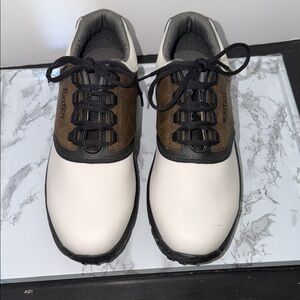 FootJoy Men’s White, Brown & Black Golf Sneakers - Lace-Up Performance